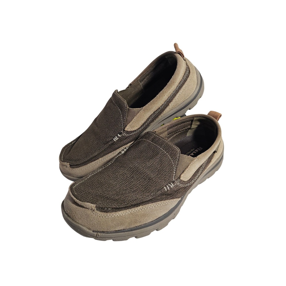 Skechers Relaxed Fit Mens 12 Extra Wide Memory Foam Loafers Brown 64365EWW